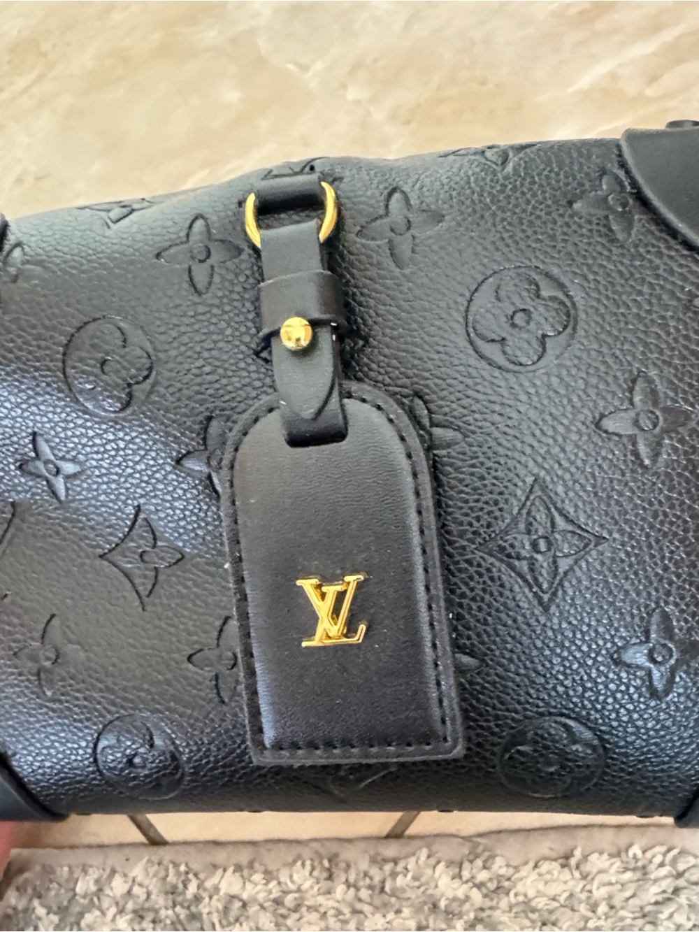 Louis Vuitton copy Black Embossed Leather Top-Handle Bag - Picture 6 of 6